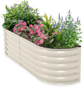 Aoodor 60 L x 15 W x 17 H Galvanized Raised Garden Bed Durable Half Moon Outdoor Planter Box for Vegetables Flowers and Herbs Beige