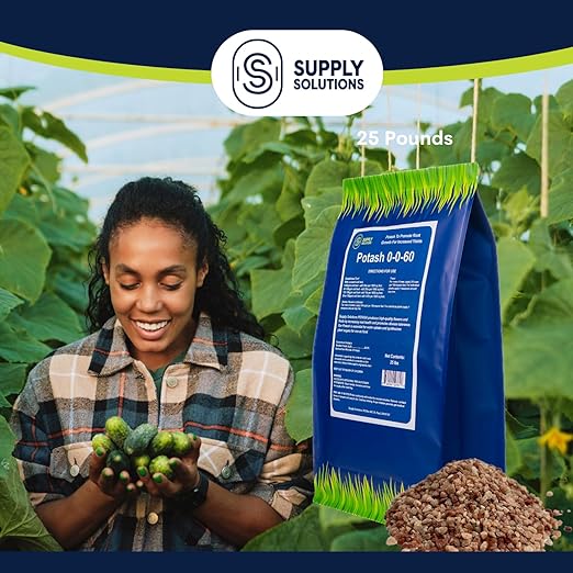 Supply Solutions Muriate of Potash 0-0-60 Fertilizer High Potassium Fertilizer Potassium for Plants Ideal Plant Food &amp Potash for Plants - for Lush Crops Blooms Acidic Plants (25lbs)