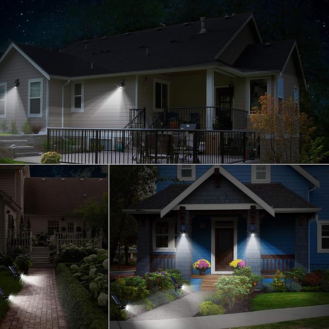 URPOWER Solar Lights Outdoor 2-in-1 Waterproof Adjustable Solar Spotlights Outdoor Wall Light Dusk-to-Dawn Solar Powered Landscape Lights for Backyard/Garden/Pathway/Pool/Porch (4Pack Cool White)