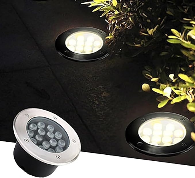 Underground Light LED - Outdoor Ground LED Inground Landscape Light IP67 Waterproof Recessed Low Voltage Deck Round Spotlight Disc for Driveway Patio Pathway SYellow 6W