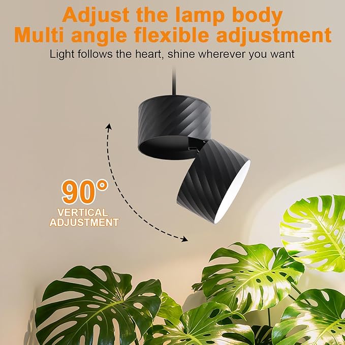 Hanging Indoor Plant Growth lamp 25W Full Spectrum Adjustable Angle Plant lamp Suitable for Indoor Foliage Plant Auxiliary Lighting Meat Quality Flowers 2700k-6500K (Black)