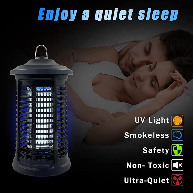 Electric Bug Zapper Indoor/Outdoor 4200V High Powered Mosquito Zappers Killer Waterproof Insect Fly Swatter Zapper Mosquito Trap Outdoor Fly Traps Insect Killer for HomeGardenBackyard Camping