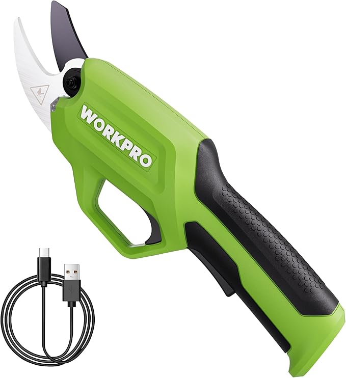 WORKPRO 7.2V Electric Pruning Shears Battery Powered Pruning Shears Cordless Tree Pruner 0.8 Inch Cutting Diameter Branch Cutter Gardening Scissors with Rechargeable Battery