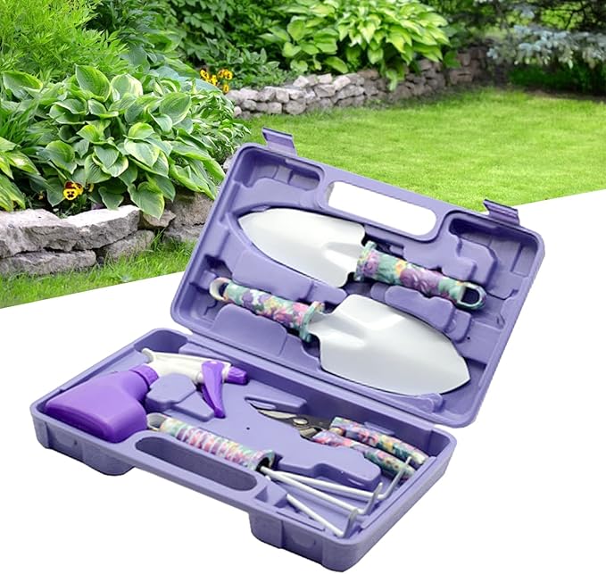 Garden Tools Kit Metal Plastic Multifunctional Complete Kit Gardening Tool Set Comfortable Hand Feel Gardening Tools for Planting Pruning Flowers[Violet]