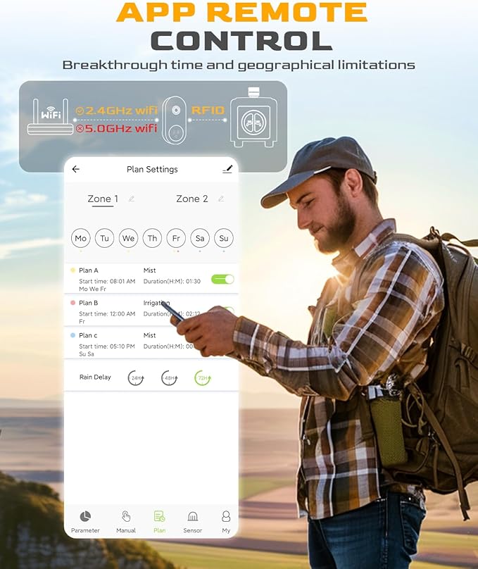 RAINPOINT WiFi Water Timer with Brass Inlet 2 Outlets Sprinkler TimerAutomatic Irrigation System Controller APP &amp Voice Control Irrigation by Weather/Quantity/Soil Moisture