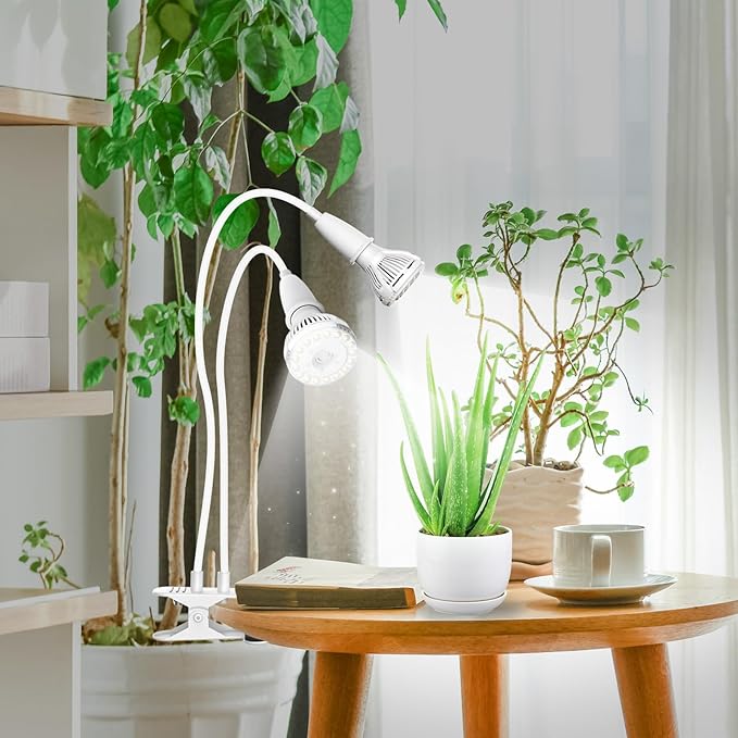 SANSI LED Grow Lights for Indoor Plants 300W Full Spectrum Clip-on Gooseneck Grow Light with Ceramic Tech.20W Plant Light for Indoor Growing High PPFD Lifetime Free Bulb Replacement White No Timer