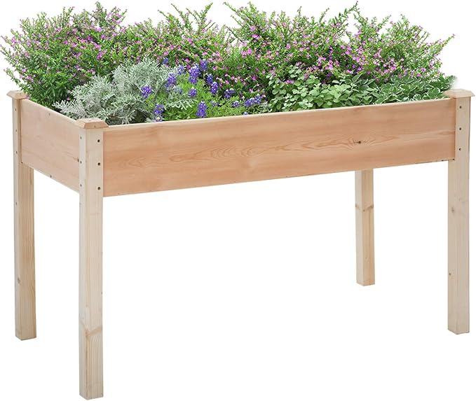 Raised Garden Bed Elevated Wood Planter Box Outdoor and Indoor Planter Box 49Lx24Wx29H Patio Garden Grow Bed for Vegetable Flower