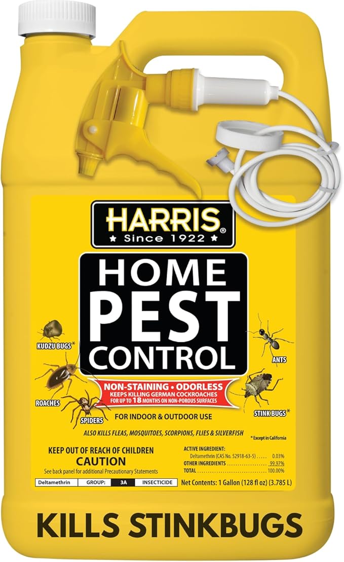 Harris Home Insect Killer Liquid Gallon Spray with Odorless and Non Staining Residual Formula - Kills Stinkbugs Ants Roaches Spiders Fleas Mosquitos Moths Scorpions Flies and Silverfish