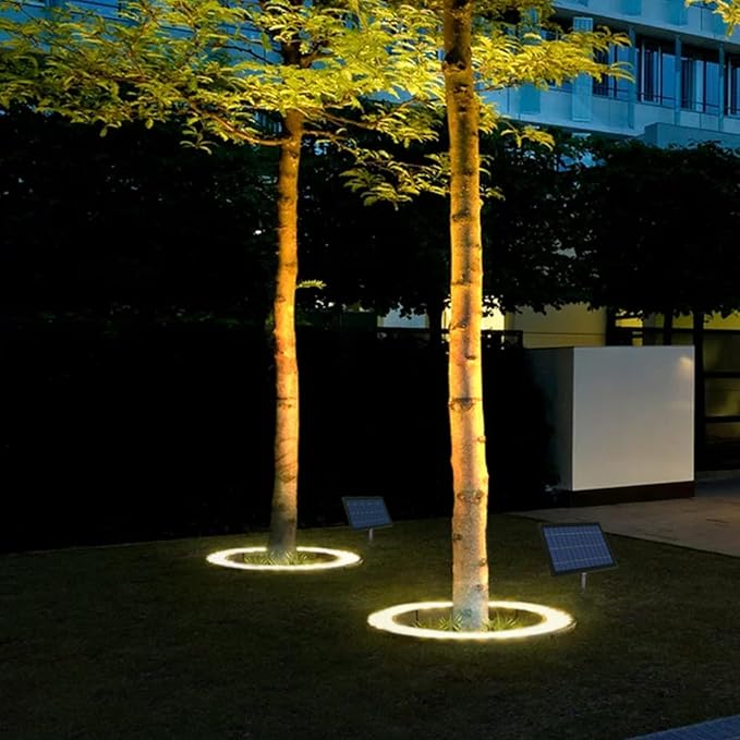 Solar Palm Tree Lights Outdoor 32 LED 12W Landscape Spotlights for Big Trees Super Bright 12000mAh Solar Flood Lights Dusk to Dawn Waterproof Garden Yard Christmas Decorations