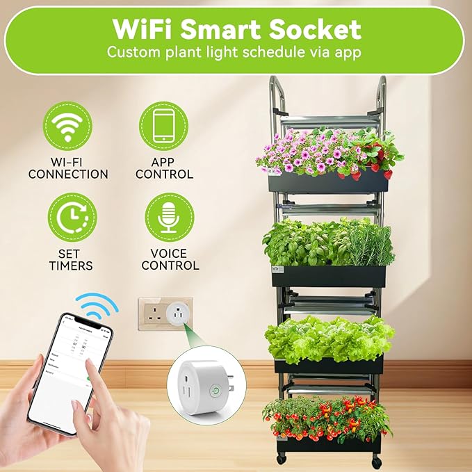 Compact 4-Tier Hydroponics Growing System Kit 80 Pods Vertical Indoor Garden with Full-Spectrum LED Grow Light Auto-Circulating Water Pump 25.5L Indoor System for Herbs &amp Microgreens