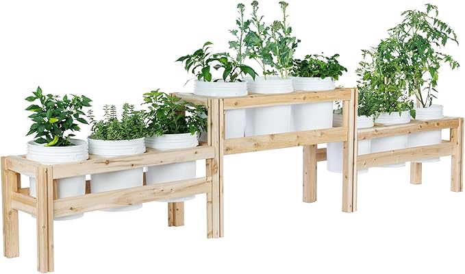 Greenes Fence Two-Tiers Nine Bucket Elevated Cedar Wood Garden Frame 125 in. x 16 in. x 30 in. - Made in USA with North American Cedar