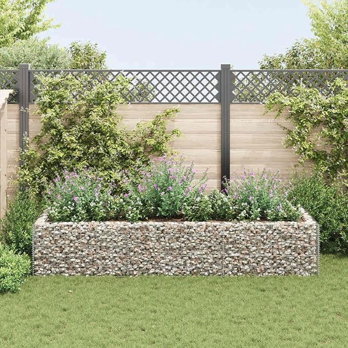 vidaXL Gabion Basket Rectangular Galvanised Steel Gabion Planter Gabion Raised Bed for Garden High Load Capacity 106.3x35.4x19.7
