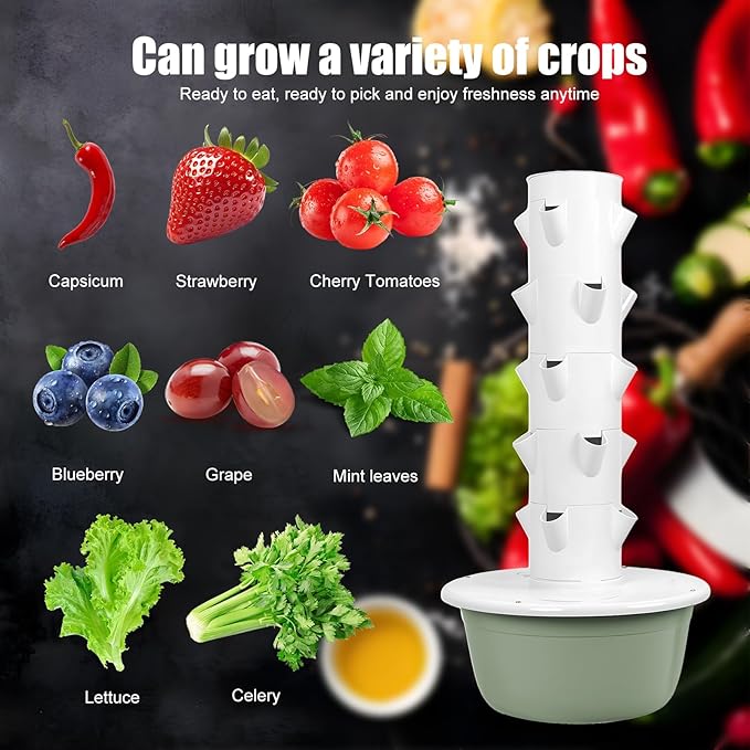 Hydroponic TowerGrowing SystemVertical Garden PlanterIndoor Smart Garden Kitwith Movable Water Tankfor Gardening Lover (5)