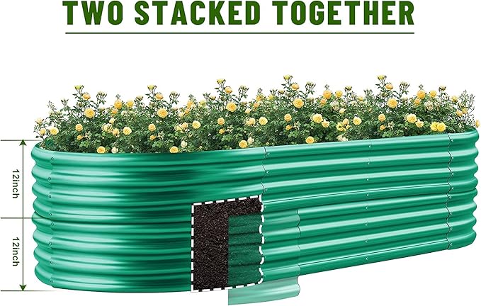 Land Guard 8×4×1 ft Green Raised Garden Bed Garden Raised Bed Above Ground Flower Bed for Vegetables Flowers Herbs（Green）…