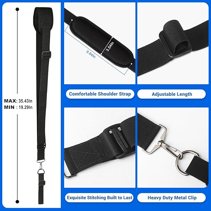 Garden Tools Set 8 Piece Gardening Tools Set with Non Slip Ergonomic Handle+ Trimmer Shoulder Strap for Weed Adjustable Shoulder Straps Pads