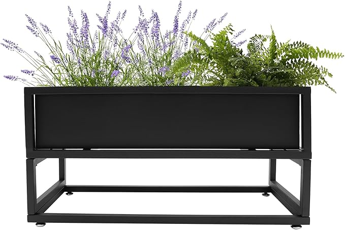Raised Garden Bed Standing Metal Growing Bed Planter Box Stand with Legs for Backyard Patio Balcony Outdoors or Indoors (28.74 * 12.2 * 14in)