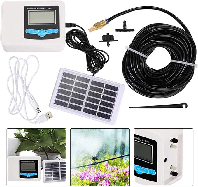 Automatic Irrigation System Plant Self Watering System Automatic Drip Irrigation Kit Watering 0-9999s Cycle 1-999h Pump Flow 850ml/Min Gift for Gardening Lovers
