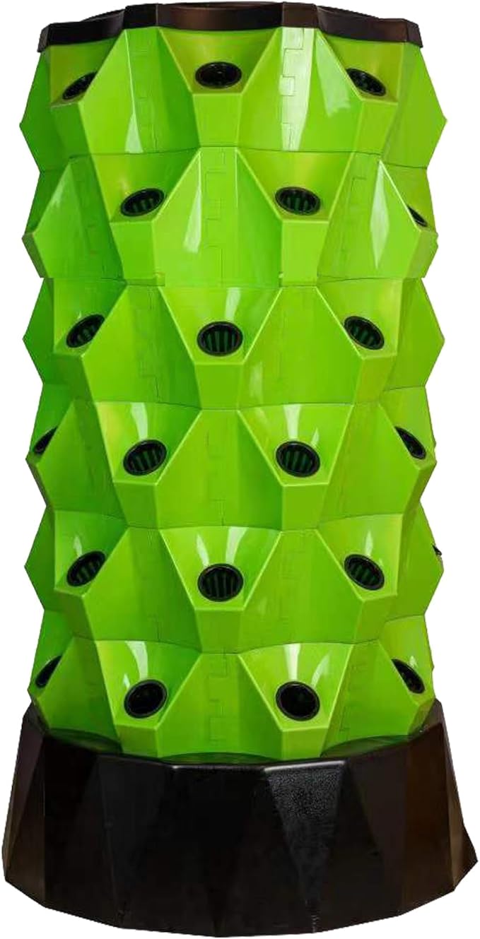 Hydroponics Tower Aeroponic Garden Tower Vertical Hydroponic Tower Garden Indoor Plant Water Cycle Garden Growing Sys-tem for Vegetables Herbs StrawberriesGreen-48holes