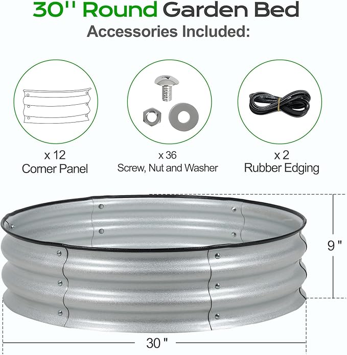 Aoodor 2 Pack 9 Tall 30 Metal Raised Garden Bed Outdoor Planter Box and Raised Garden Kit for Vegetables Flowers Arugula and Herbs Silver