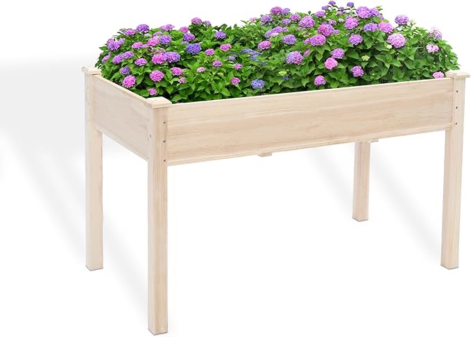 49x24x30 Long Raised Garden Bed Outdoor Wood Outdoor Planter Box Raised Garden Bed with Legs for Growing Flowers and Herbs on Patio Balcony Deck or Yard 30 Tall
