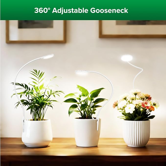 SANSI Upgraded Grow Lights for Indoor Plants Full Spectrum Pot Clip LED Plant Light for Indoor Growing with Auto On/Off Timer 3/6/12H 4 Dimmable Brightness Ideal for Small Indoor Plants 10W 2 Pack