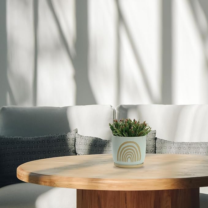 Generic 8 Arch Planter W Saucer Mint Green