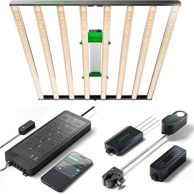 MARS HYDRO 2024 FC-E1000W Foldable Bar Style Led Grow Lights for Indoor Plants and iHub-Pro and Smart Sensor Kit: PPFD CO₂ and Soil Sensors
