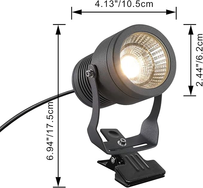 Kiven IP65 Waterproof LED Landscape Clamp Light LED Decorative Spotlight Lamp with Plug-in Cord and Timer for Indoor Outdoor Yard Step Statue (10W Cool White)