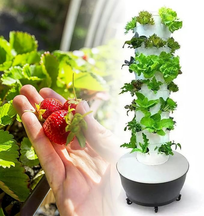 Hydroponics Growing Tower 6 Floor 36 Pods Garden Hydroponic Growing with Pump Aeroponics Grow Kit for Fruits and Vegetables-//