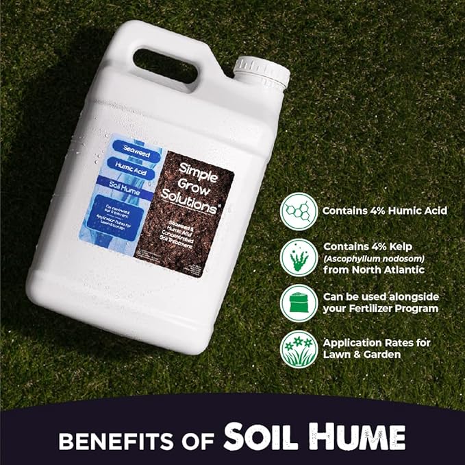Super Seaweed Humic Fulvic Acid Blend- Liquid Carbon - Soil Hume - Simple Grow Solutions- Natural Lawn &amp Garden Concentrated Treatment- Increase Nutrient Uptake (2.5 Gallons)