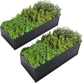 Galvanized Steel Raised Garden Bed 2 Pack 8x4x2 FT Large Metal Planter Boxes for Vegetables &amp Flowers Sturdy Easy Assembly Outdoor Garden Kit for Backyard Patio
