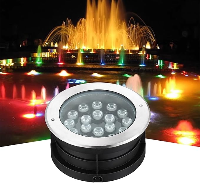 Outdoor Buried Lights - LED Fountain Light 24V Submersible Spotlight IP68 Waterproof Embedded Water Landscape Light Pool Wall Light Decorative Lighting Easy to Install(RGB54W)