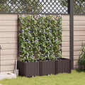 Garden Planter with Trellis 3 pcs Brown PP 47.2 Raised Garden Bed for Outdoor Plants Easy Assembly