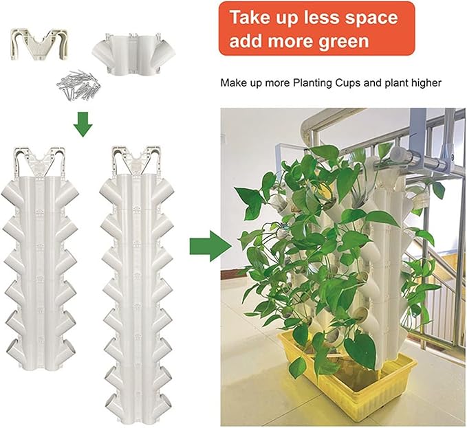Hydroponic Tower Growing Sytem Indoor Hydroponic Grow Kit Hydroponics Growing System Hydroponic Grow System Vertical Plant with Accesories for Leafy Vegetables Easy to Install and Operate