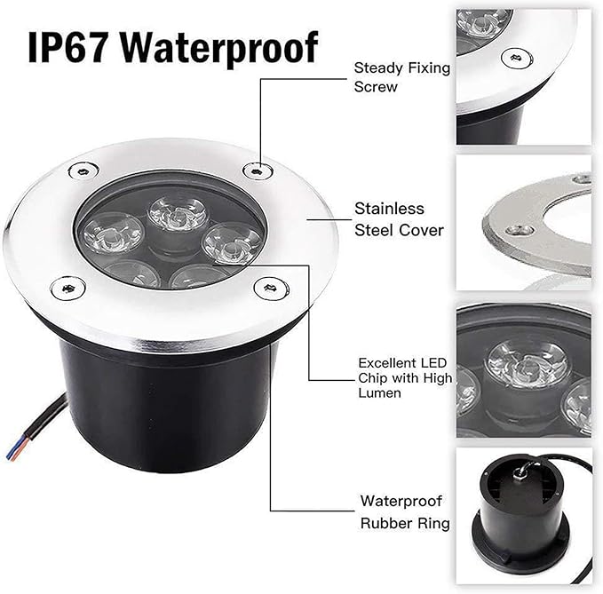 4PCS Landscape Lights - 5W Outdoor Buried Lights Round Garden Floor Lamp IP67 Waterproof Spotlight LED Path Light Walkover Outdoor Decorative LED Spotlights(Yellow12V)