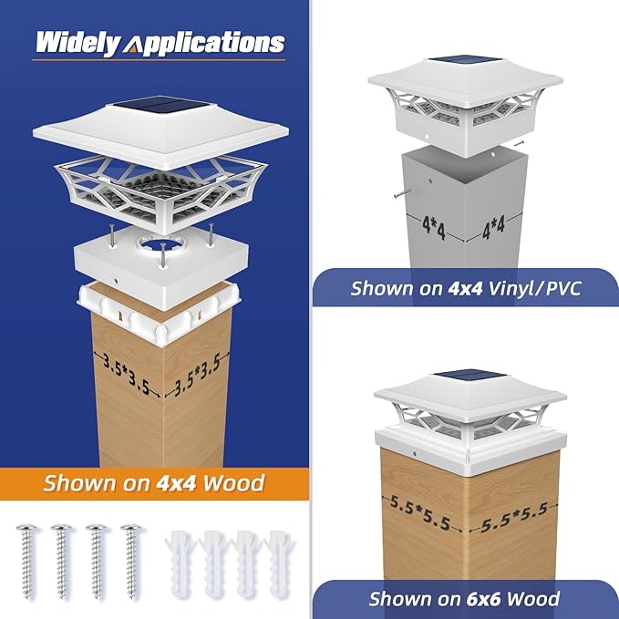 APONUO Bundle of 2 Items Solar Fence Post Lights Led Solar Spotlights