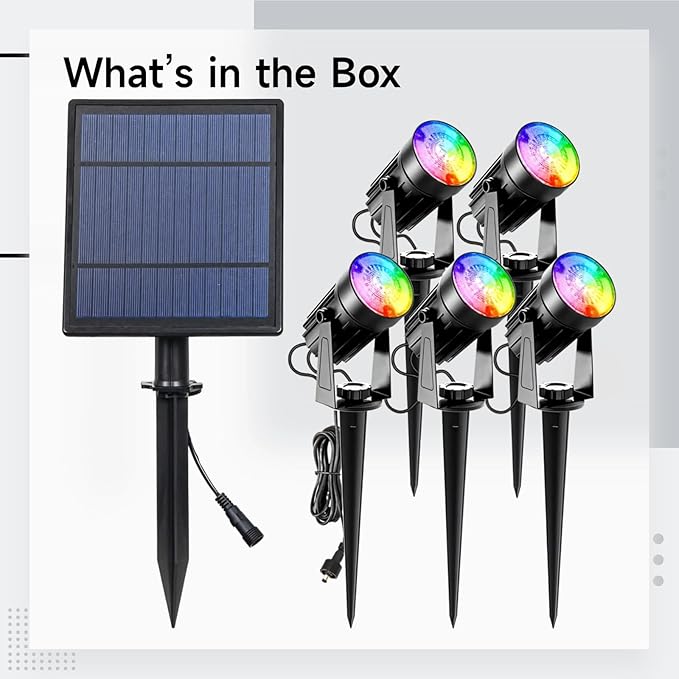 RGB Solar Led Outdoor Lights Color Changing Garden Lights Landscape Pathway Spotlights Energy-Efficient Weatherproof Straightforward to Install
