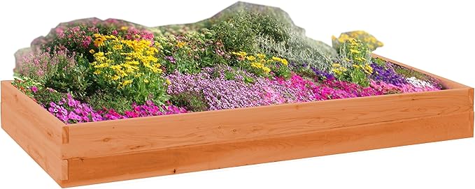 DutchCrafters Red Cedar Wood Raised Vegetable Garden Bed - Amish Made in USA (11 Double Raised Bed Cedar Stain)