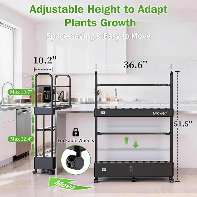 Large Hydroponics Growing System Kit 60 Pods Vertical Indoor Herb Garden Kit with 2 Light Modes &amp Auto Circulating Water System 32L Movable Indoor Gardening System for Herb Vegetable Fruit