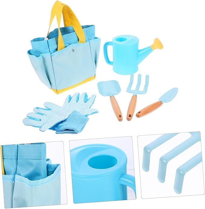 1set Boy Girl Gardening Tools Set Garden Tools for Boys and Girls Includes Shovel Rake Watering Can and Storage Basket for and Preschool Activities