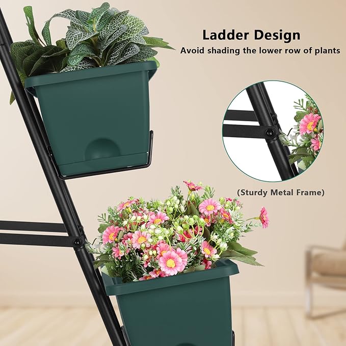 OYEAL Raised Garden Bed 4 Tier Vertical Garden Planters Indoor Outdoor Raised Planter Box with Legs Elevated Herb Garden Planter for Flowers Vegetables Plants Green 16.8 * 18.3 * 41.5 Inches