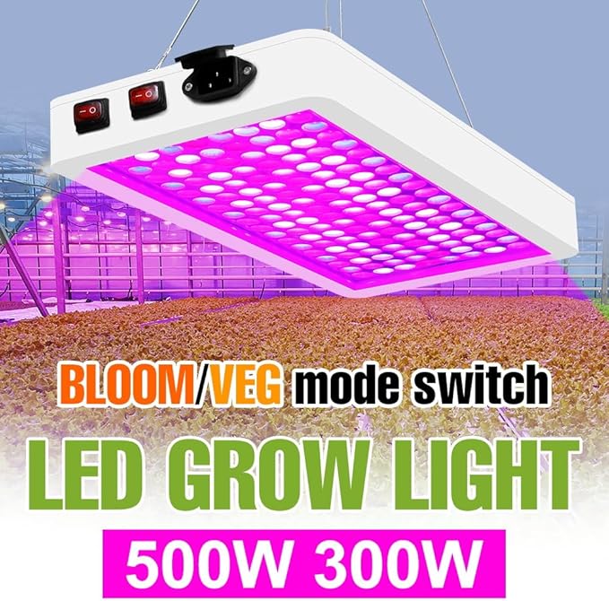300W LED Plant Gorwing Light Full Spectrum Planting Panel Lamps Veg/Bloom 2Modes AC100-277V Indoor Seed Fill Lamp Red Blue Potted Vegetables UV IR Greenhouse Tent Hydroponic Lighting with Hook US Plug