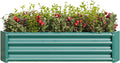 Metal Raised Garden Bed Outdoor Galvanized Raised Garden Bed 4×2×1ft Rectangle Planter Raised Beds Raised Planter Box for Gardening Vegetables Flowers and Herbs Green
