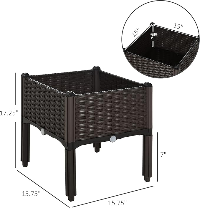 Raised Garden Bed with Legs Self Watering Planter Box Raised Bed to Grow Flowers Herbs Vegetables Brown