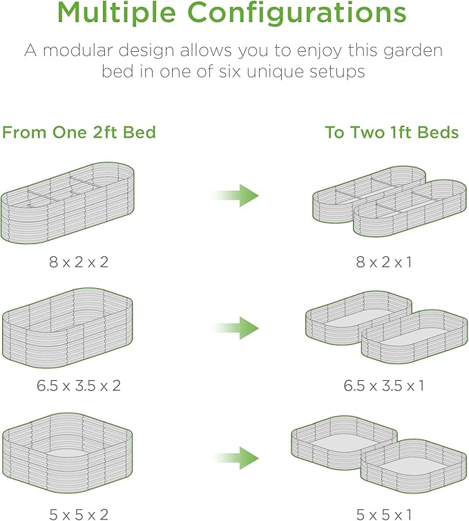 Best Choice Products 8x2x2ft Metal Raised Garden Bed Oval Outdoor Deep Root Planter Box for Vegetables Herbs w/ 4 Support Bars 215 Gal Capacity - Charcoal