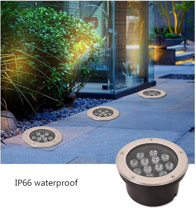 Garden Outdoor Ground Lights IP66 Waterproof LED Spotlight AC85-265V Recessed Underground Light for Deck Driveway Patio Pathway Lawn Landscape Light