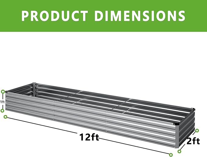 2PCS Galvanized Raised Garden Bed KitVegetable Boxes-Rectangle Metal Flower BoxLarge Planter Raised Beds Outdoor Garden for PlantingFruitHerb-Silver