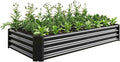Raised Garden Beds Outdoor Rectangle Galvanized Metal Planter Box with Kit Above Ground Garden Bed for Vegetables Herbs Flowers and Plants (Black 6×3×1)