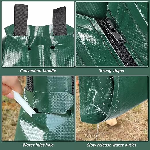 Tree Watering Bags Slow Release 3 Pack 20 Gallon - Water Bags for Trees with One-Way Zipper Wide Fill Opening &amp Handles - PVC Drip Irrigation Bag for Newly Planted &amp Established