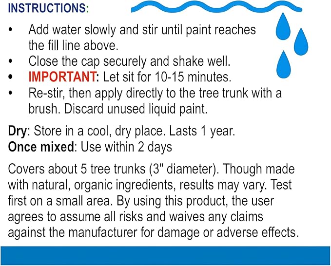 Country Orchard Whitewash Sun Shield Tree Paint Sunburn Protection for Fruit Trees &amp Saplings Improved Water-Resistant Formula White Color 1 Pint